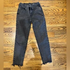 Old Navy Women's O.G. Straight High Rise Charcoal Frayed Ankle Jeans Size 6